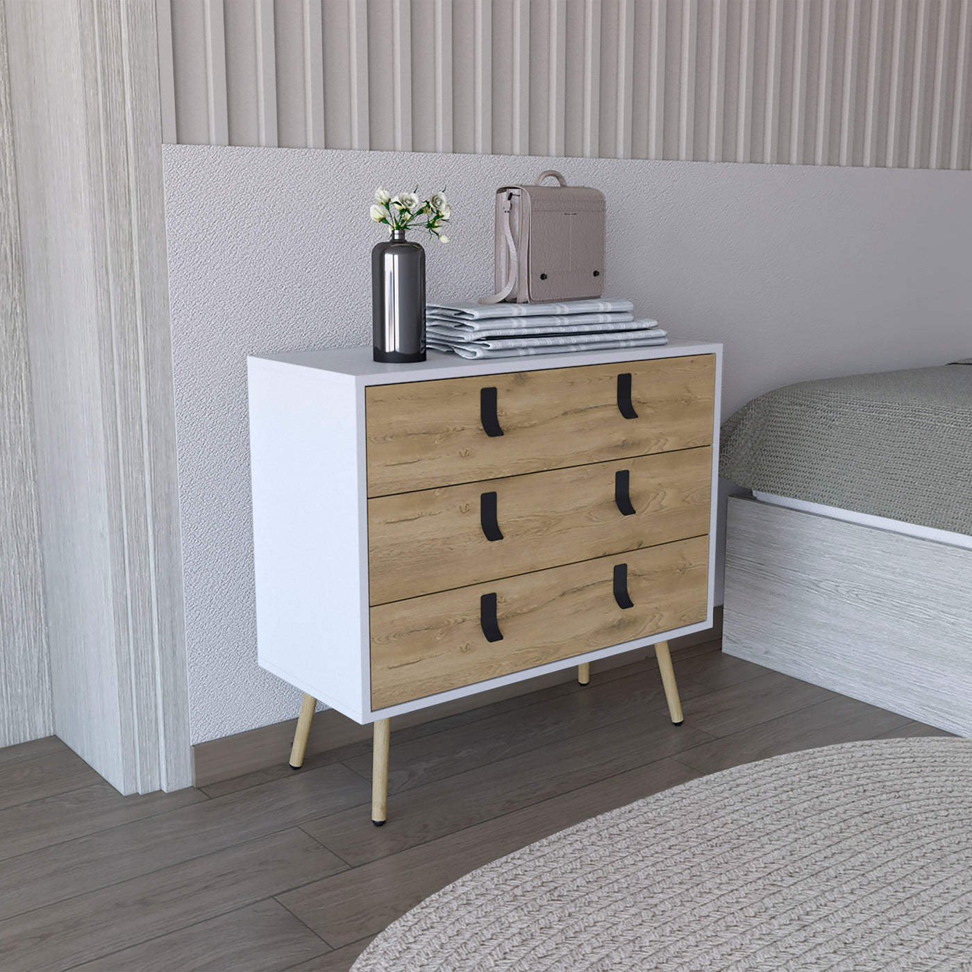 Modern 3-Drawer Dresser with Handles