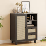 Rattan Buffet Cabinet with Adjustable Shelf and Drawers