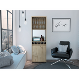 Light Oak Wine Bar Cabinet Two Shelves Five Bottle Rack
