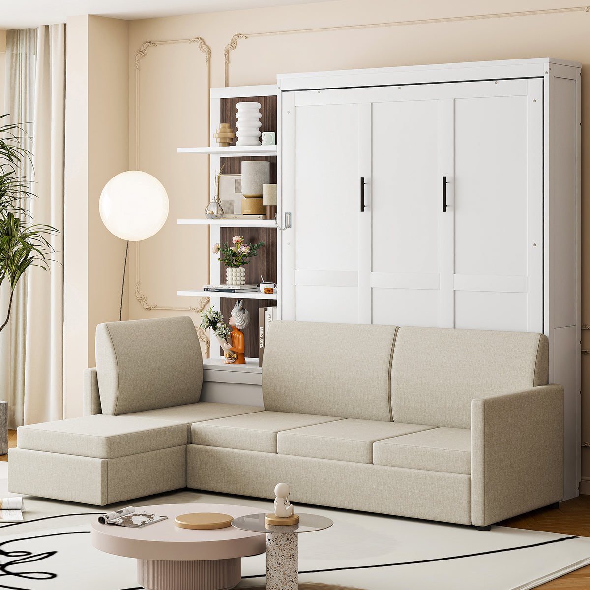 Queen Engineered Wood Murphy Bed White