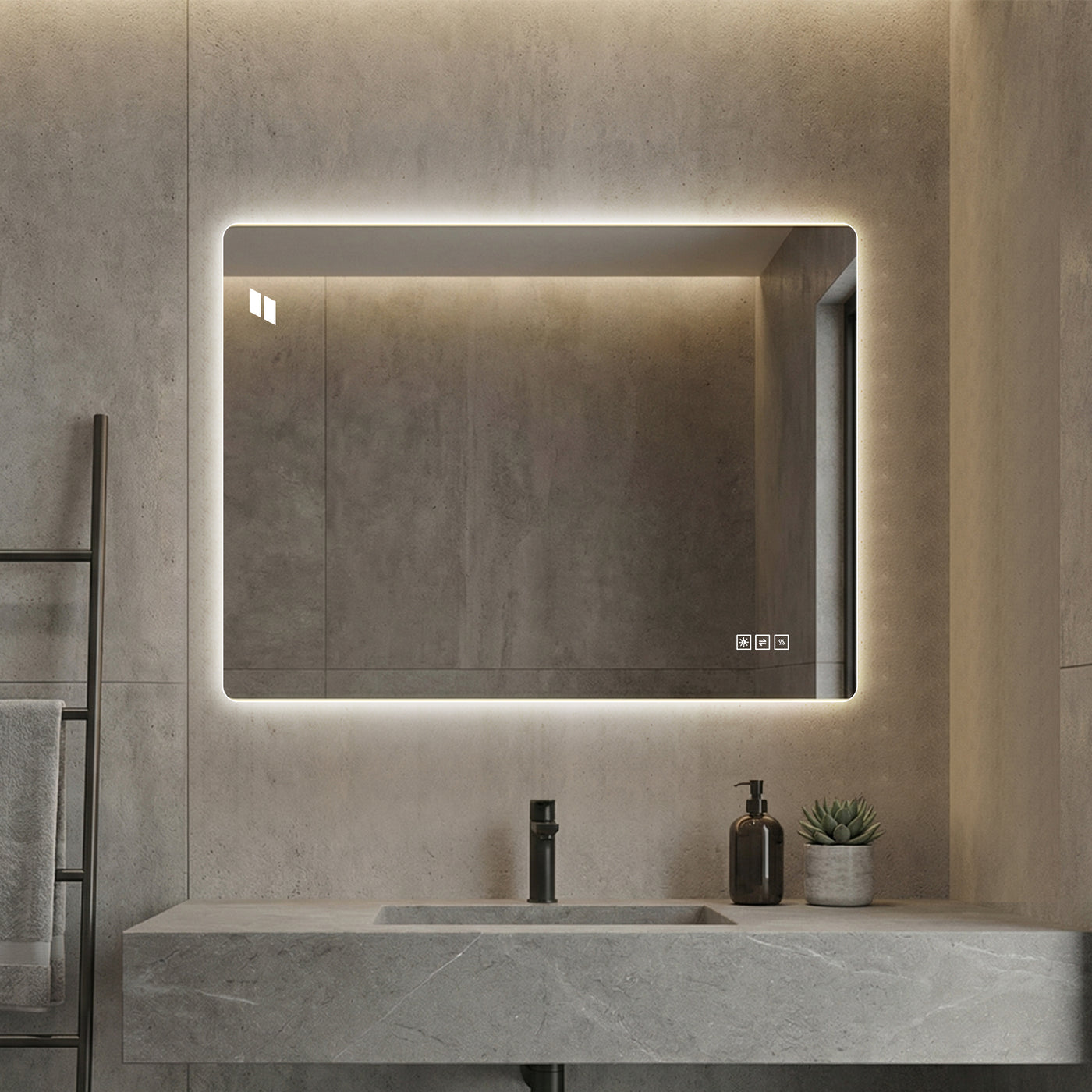 24x32 LED Bathroom Mirror Wall Mount Dimmable Anti-Fog Vanity