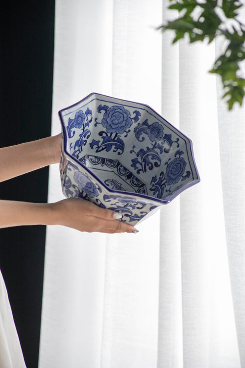 Blue and White Decorative Bowl Centerpiece 10.5x10.5x5.7