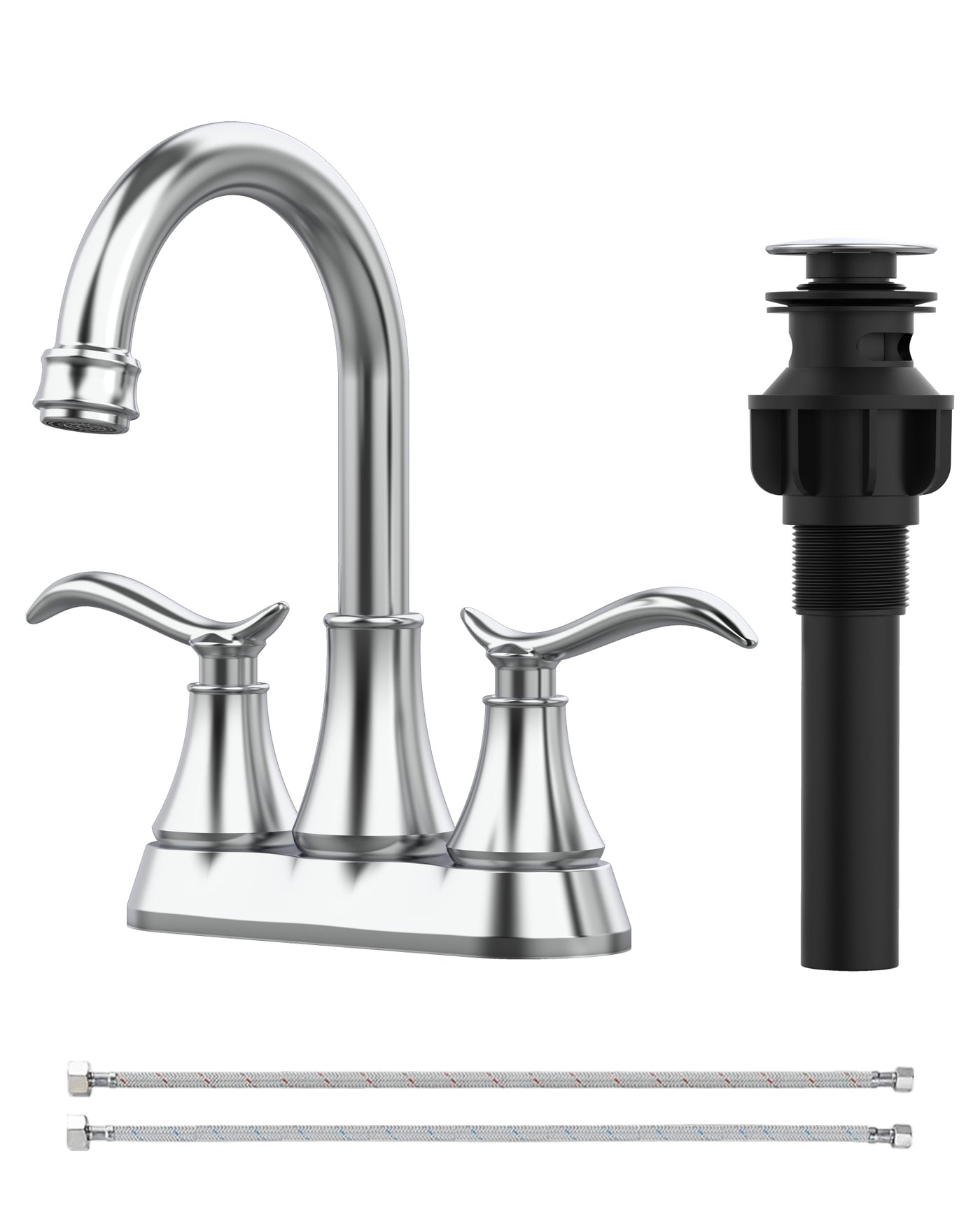 Chrome 2-Handle 360 Degree Swivel High Arc Bathroom Sink Faucet