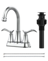 Chrome 2-Handle 360 Degree Swivel High Arc Bathroom Sink Faucet