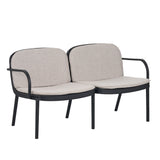 Luna Outdoor Patio Loveseat with Black Frame and Beige Cushions, Weather-Resistant PP Material