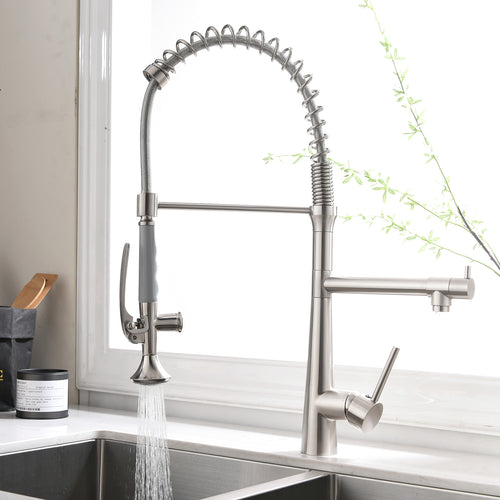 Brushed Nickel High Arc Pull Down Kitchen Faucet
