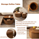 Round Engineered Wood Coffee Table with Storage Natural