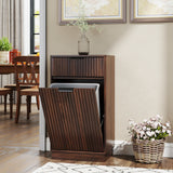 Walnut Woodgrain Tilt-Out Trash Can Cabinet Wave Drawer