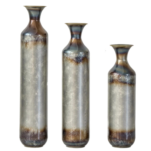 Modern Gold & White Droplet Floor Vase Set 3-Piece