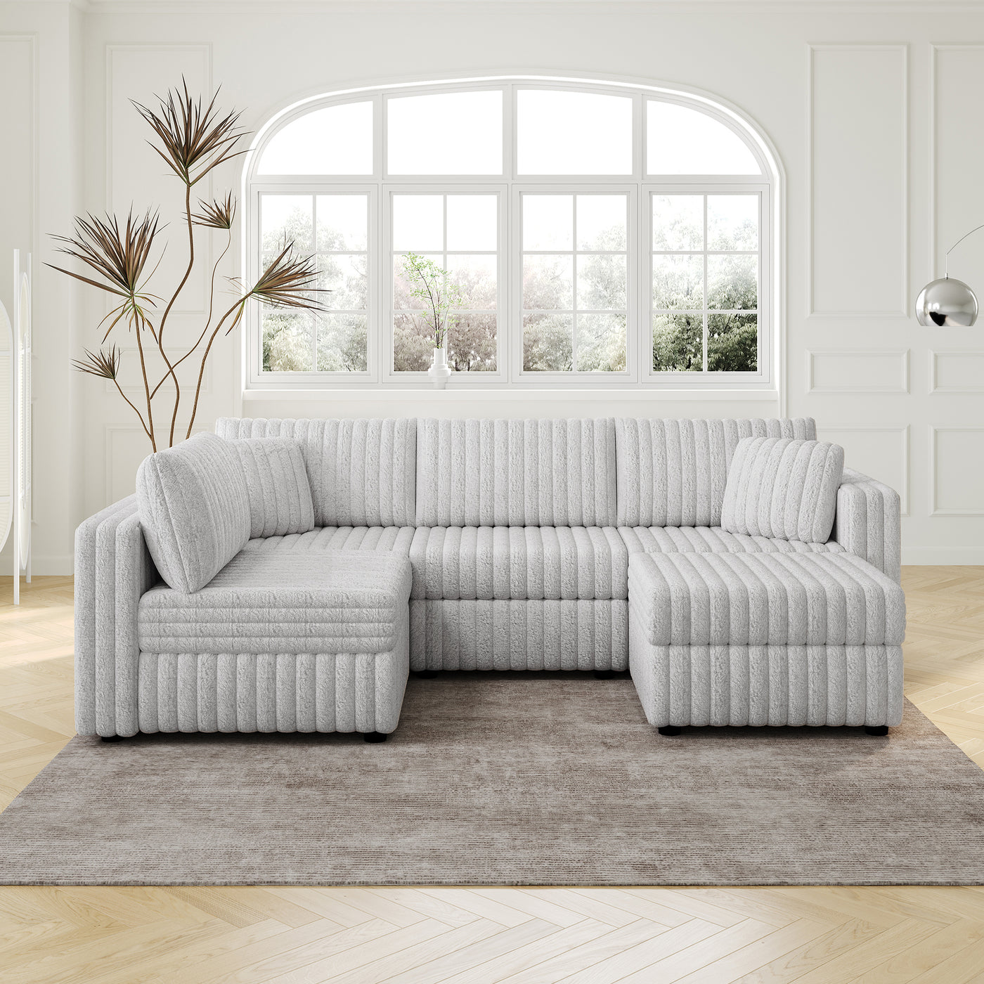106.3" U-Shaped Modular Sofa 4-Person Light Gray