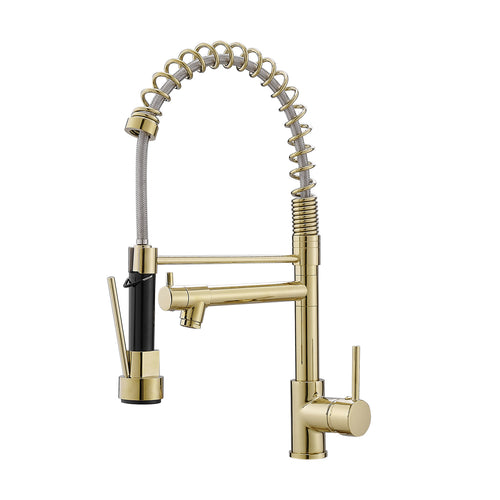 Gold Single Handle Pull Down Kitchen Sink Faucet