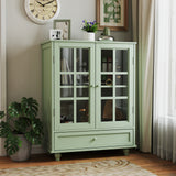 Minimalism Buffet Cabinet with Double Glass Doors and Drawer