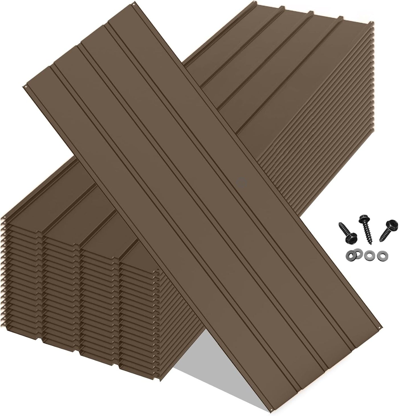 20 Pcs Corrugated Galvanized Metal Roofing Panels Brown