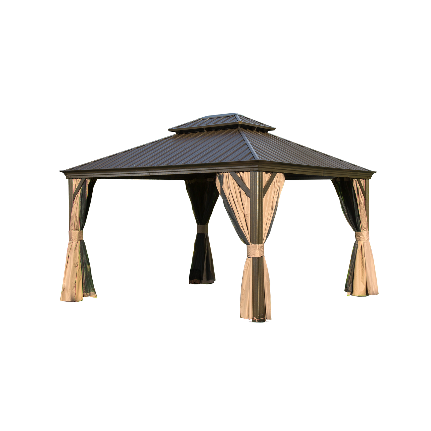 12'x14' Hardtop Gazebo Aluminum Frame Canopy with Steel Roof