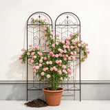 Black Metal Garden Trellis 71" x 19.7" Rustproof Iron Frame