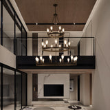 45' 27-Light Black Retro Industrial 3-Layer Pendant Lamp