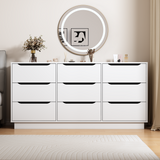 9-Drawer Engineered Wood Dresser White 63"