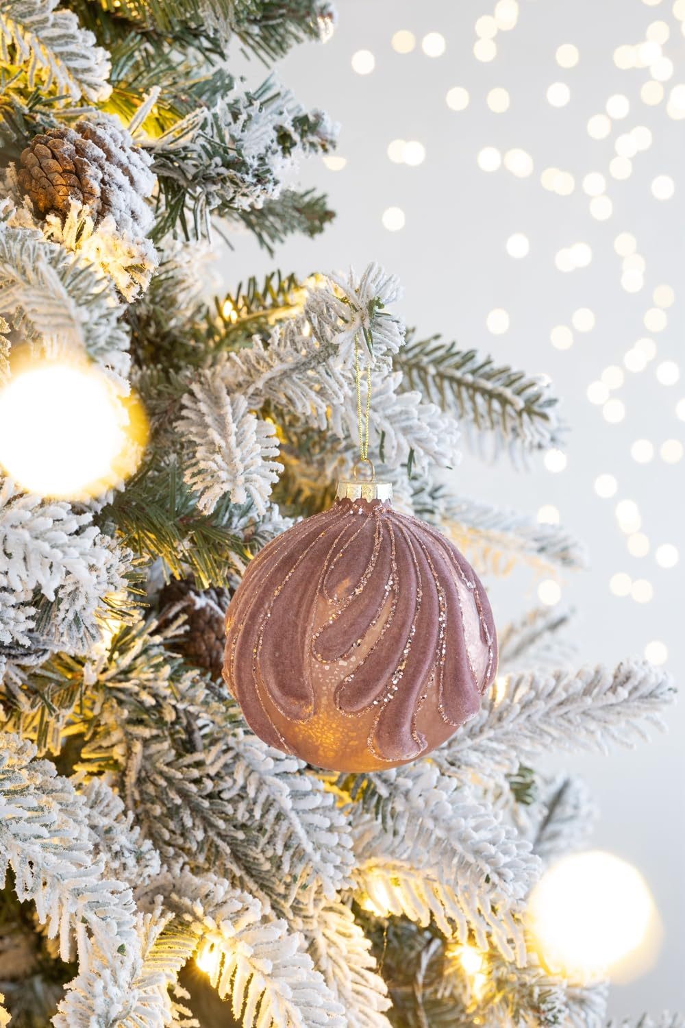 3.9" Glass Christmas Ball Ornaments Set of 6 Holiday Decorations