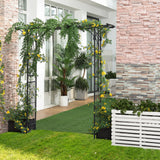 Outsunny 82'' Decorative Metal Garden Trellis Arch with Durable Steel Tubing & E