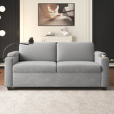 Grey Corduroy Sleeper Sofa Loveseat Full Size Mattress USB