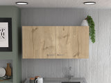 Napoles White Light Oak Wall Cabinet Two Shelves Double Door