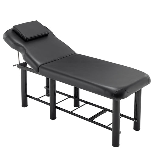 Professional Massage Table Adjustable Backrest Memory Foam Black