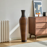 Hand-Woven PVC Rattan Floor Vase, 39 Inch Tall Black Gray Decorative Vase
