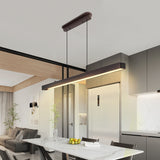 Modern LED Pendant Light - Walnut Wood - 51" with Remote