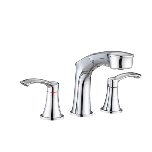 Widespread 2-Handle Pull Out Sprayer Bathroom Sink Faucet