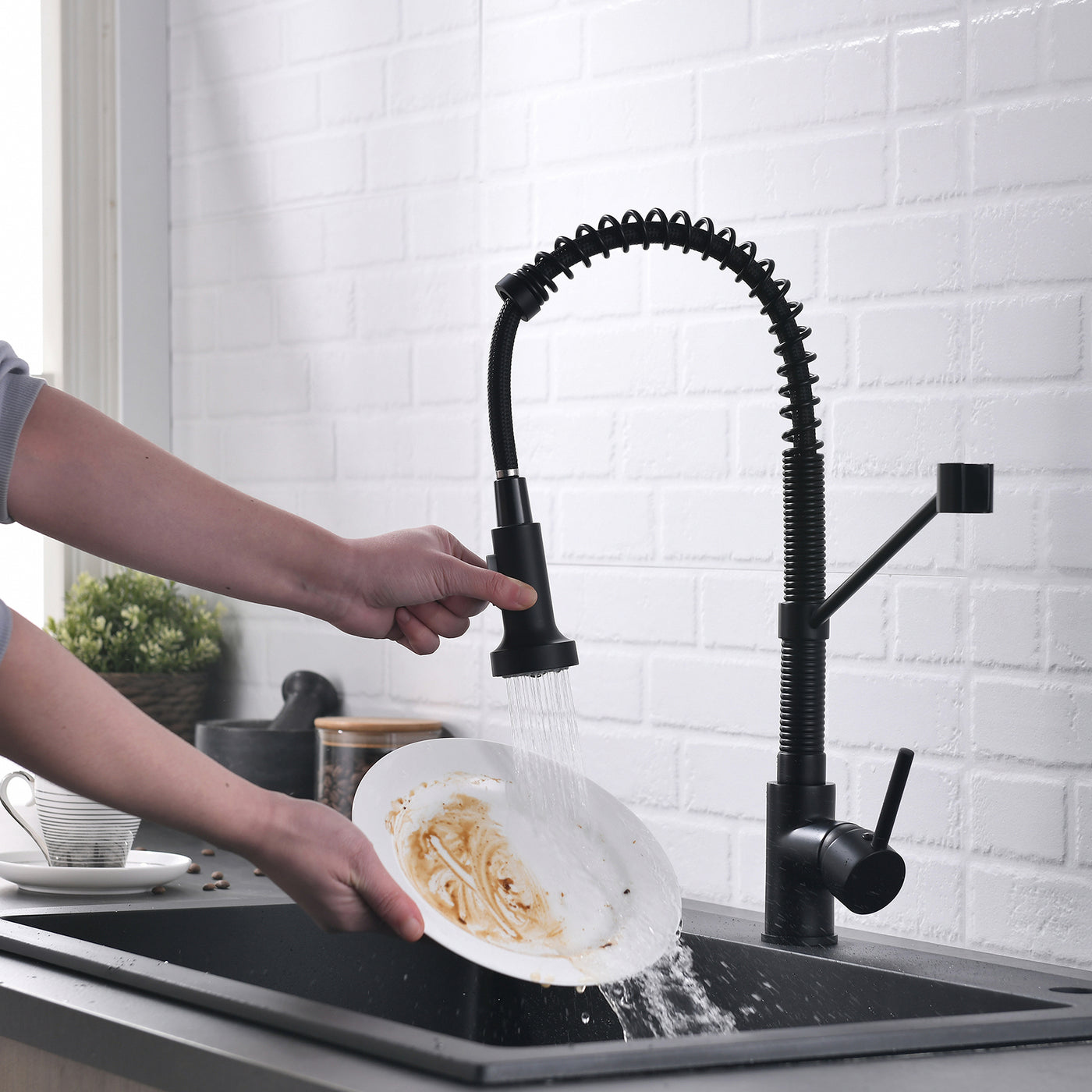Kitchen Faucet Pull Out Sprayer Brushed Nickel Stainless Steel