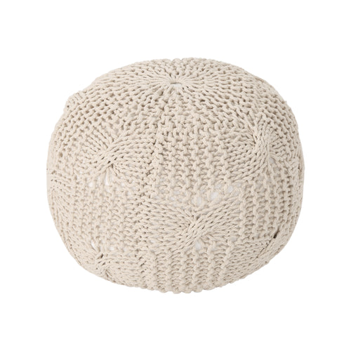 Bordeaux Knitted Cotton Round Pouf Ottoman 20x20