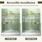 56-60"W x 72"H Frameless Sliding Shower Door Enclosure
