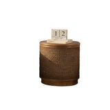 Round Engineered Wood Coffee Table with Storage Natural