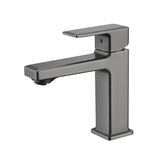 Gun Gray Single Hole Bathroom Faucet with Two 9/16" Hoses