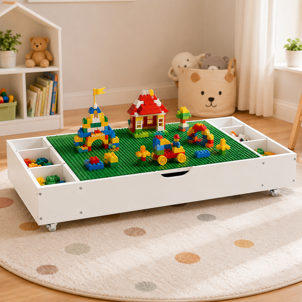 The 3 in 1 Reversible Kids Activity Table and Toy Organizer Compatible