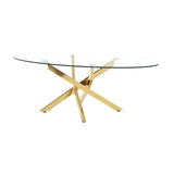 Oval Glass Dining Table Gold 39"
