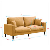 Modern Orange Corduroy Two Piece Sofa Set