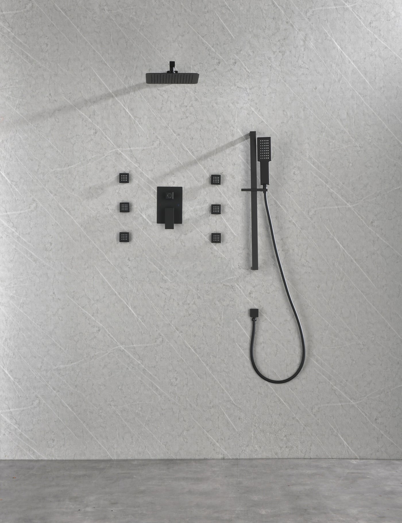 Wall Mounted Shower System 6 Body Sprays Hand Shower
