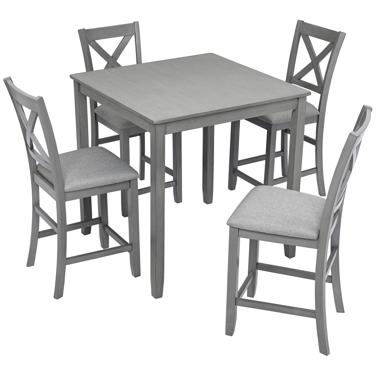 Acacia Wood Bar Table Set Gray
