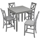 Acacia Wood Bar Table Set Gray