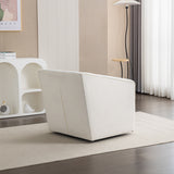 Swivel Barrel Armchair - Chenille Upholstered - Round Metal Base