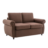 Twin Size Pull Out Sofa Bed Loveseat Sleeper Memory Mattress USB Brown
