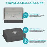 Kitchen Sink, 18 Inch Undermount Sink 5.5-Inch Low Depth ADA Compliant Single