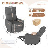 Velvet Recliner Swivel Power Dark Gray