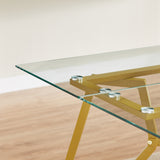 Rectangular Glass Dining Table Gold 71"
