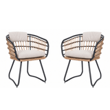 Outdoor Patio Furniture Set of 2 Wicker Beige
