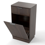 Walnut Woodgrain Tilt-Out Trash Can Cabinet Wave Drawer