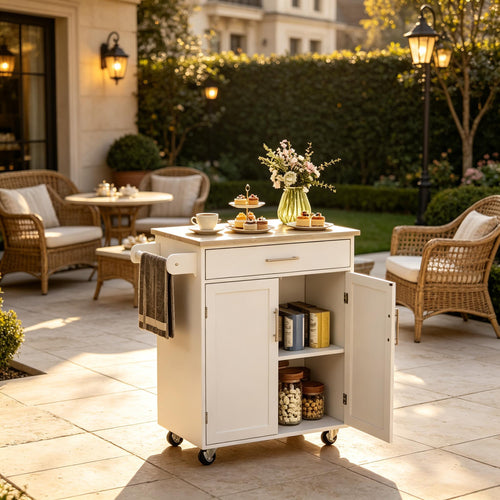 Rolling Kitchen Island Cart with Storage Drawer