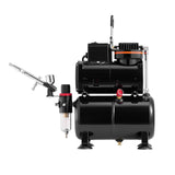 Airbrush Kit, 1/6 HP, Air Brush Kit with Air Compressor and Tank, 1 Dual-Action