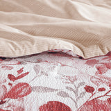 Comforter Set 3-Piece - Reversible Floral Seersucker, Pink, Full/Queen